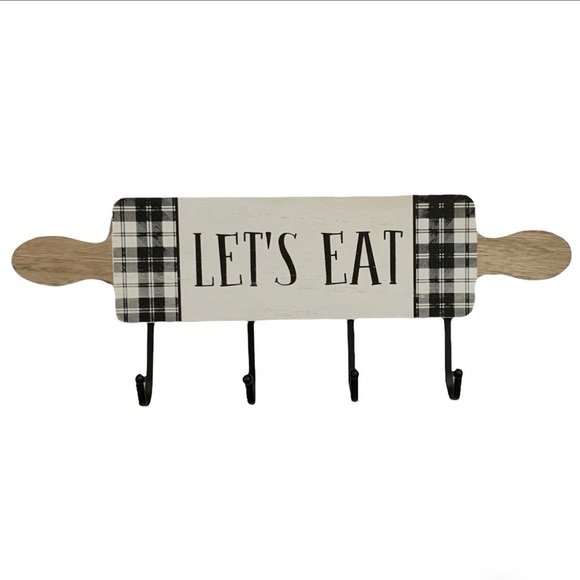 Hanging Hook Rack Multi Use Rack Black White Buffalo Check Plaid 7 in X 17 in - Picture 2 of 8
